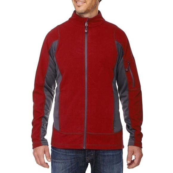 Other - NWT Textured Fleece Jacket Classic Gray Red Pullover Corduroy